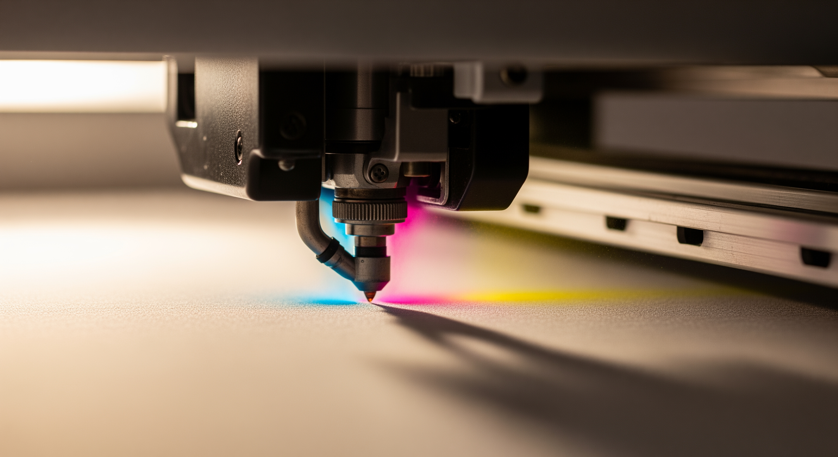 Direct-to-garment printer applying full-color ink to cotton fabric