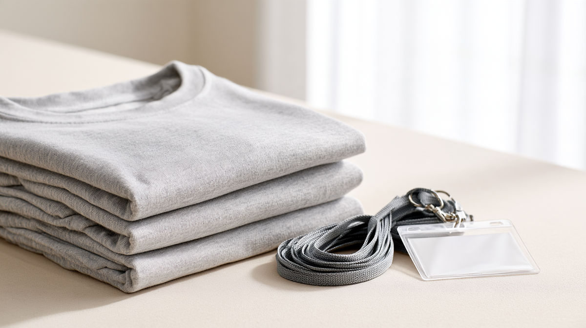 Trade show booth staff apparel folded and ready to ship