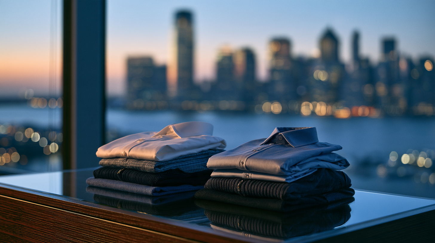 Corporate apparel on a glass desk high above Brickell