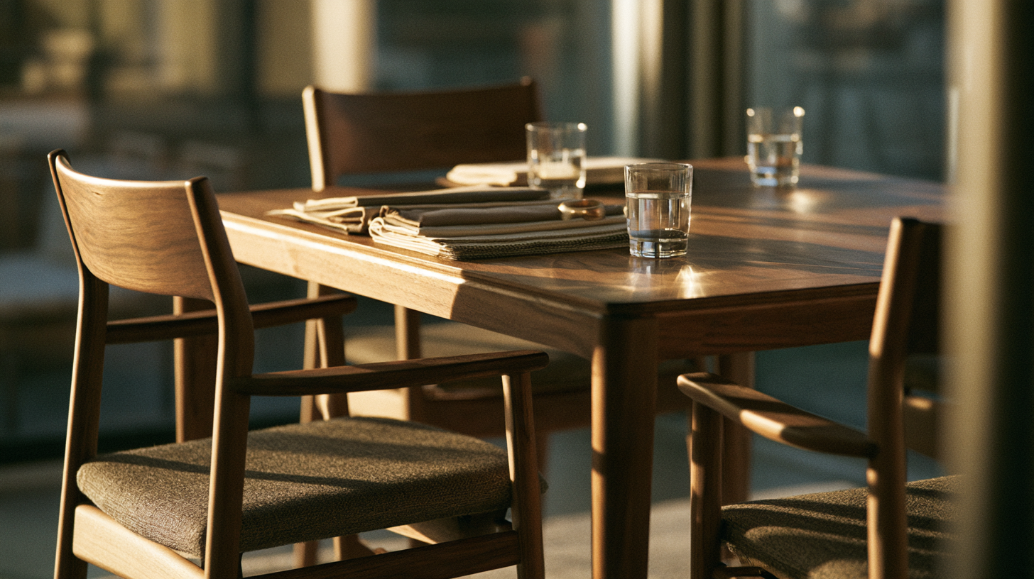 Two chairs across a meeting table set for a vendor conversation