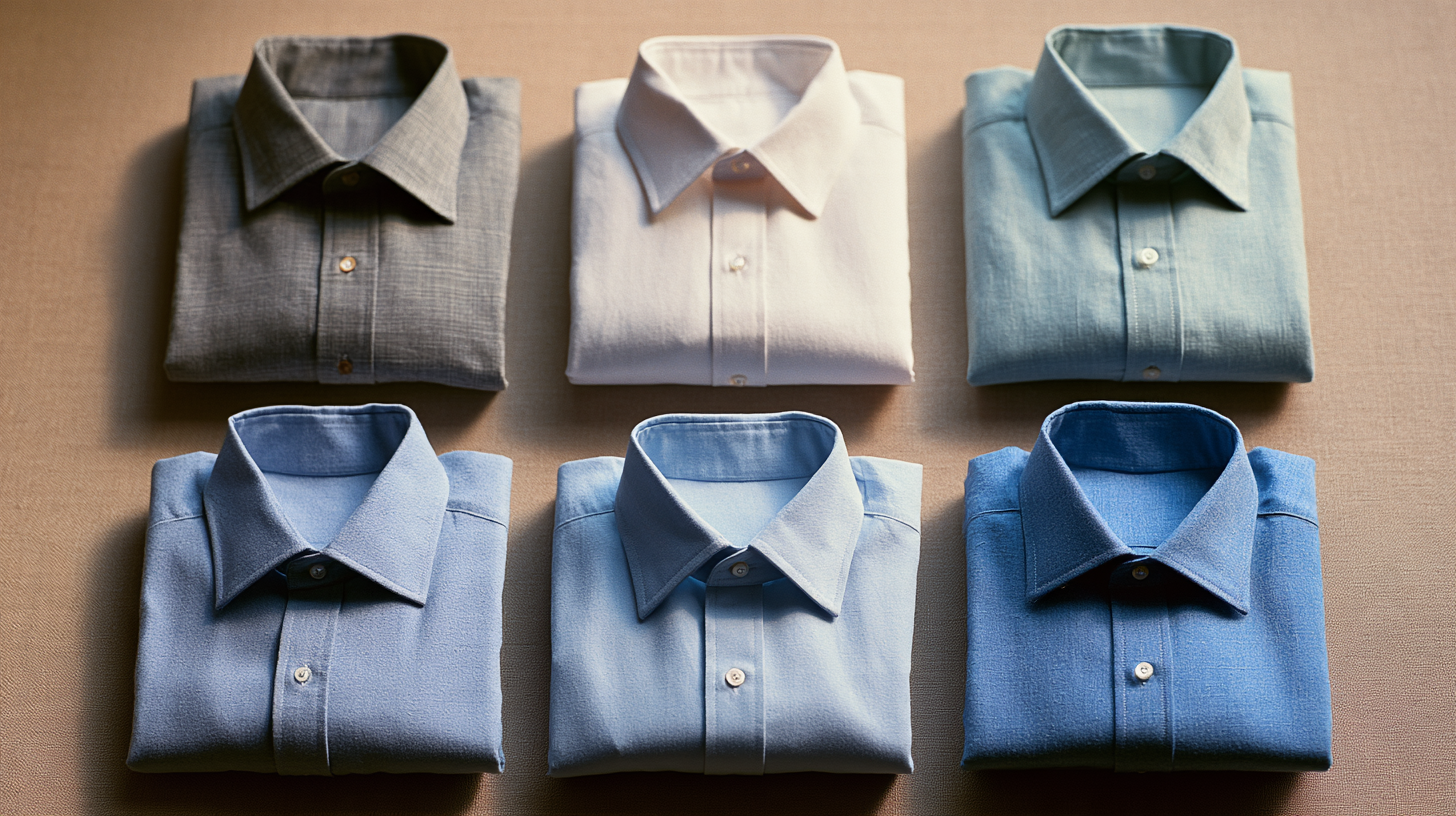 Grid of identically folded shirts showing consistent presentation