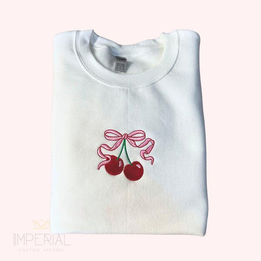 Cherry Bow Embroidered Sweatshirt