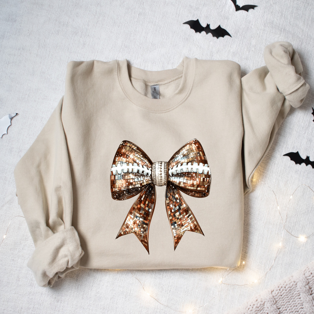 Football Disco Bow Printed Sweatshirt