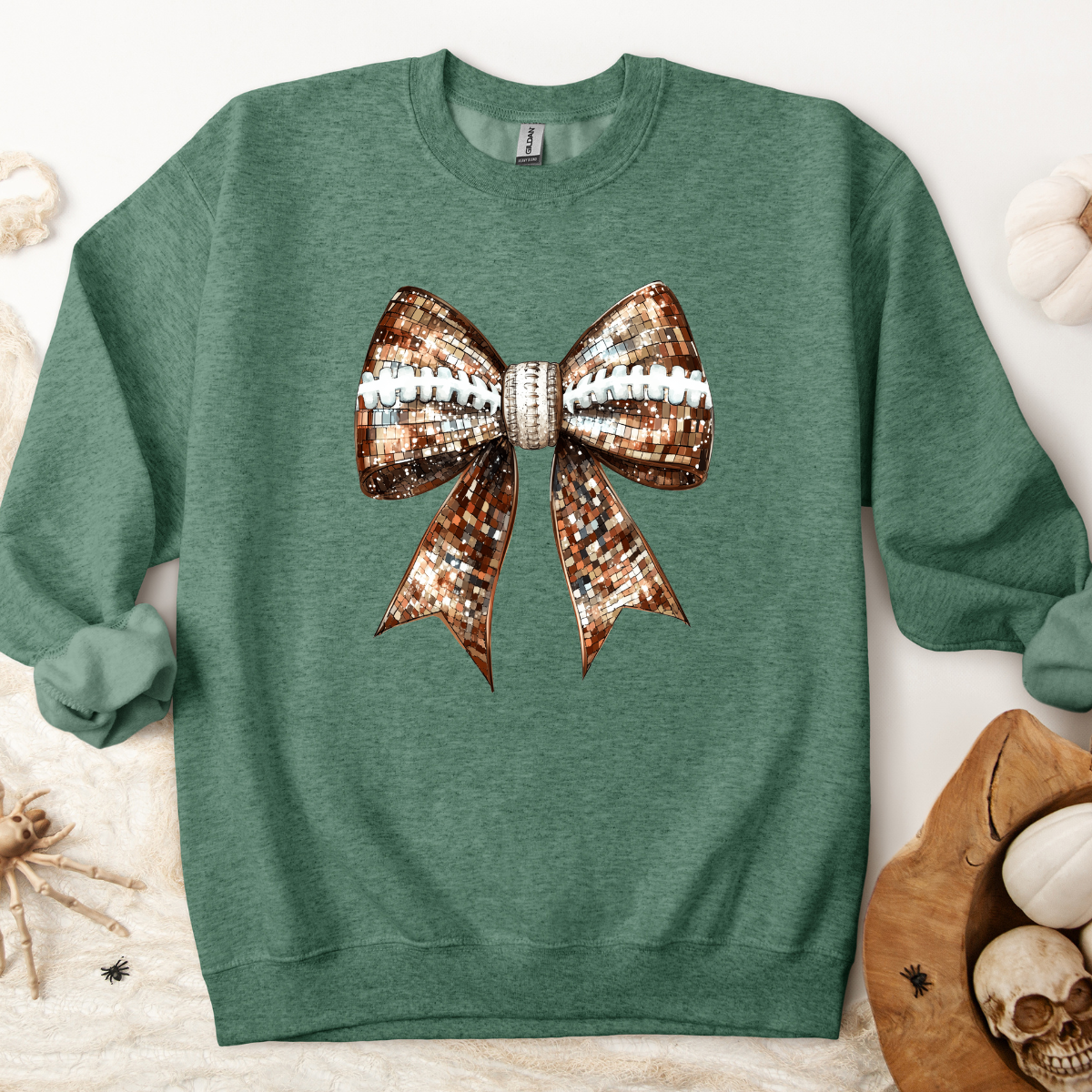 Football Disco Bow Printed Sweatshirt