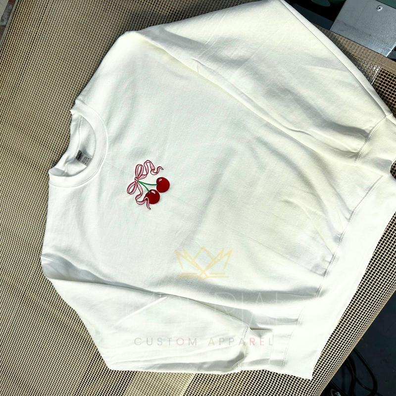 Cherry Bow Embroidered Sweatshirt