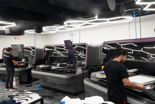 Imperial Custom Apparel Miami production floor with Kornit Atlas MAX PLUS DTG printers